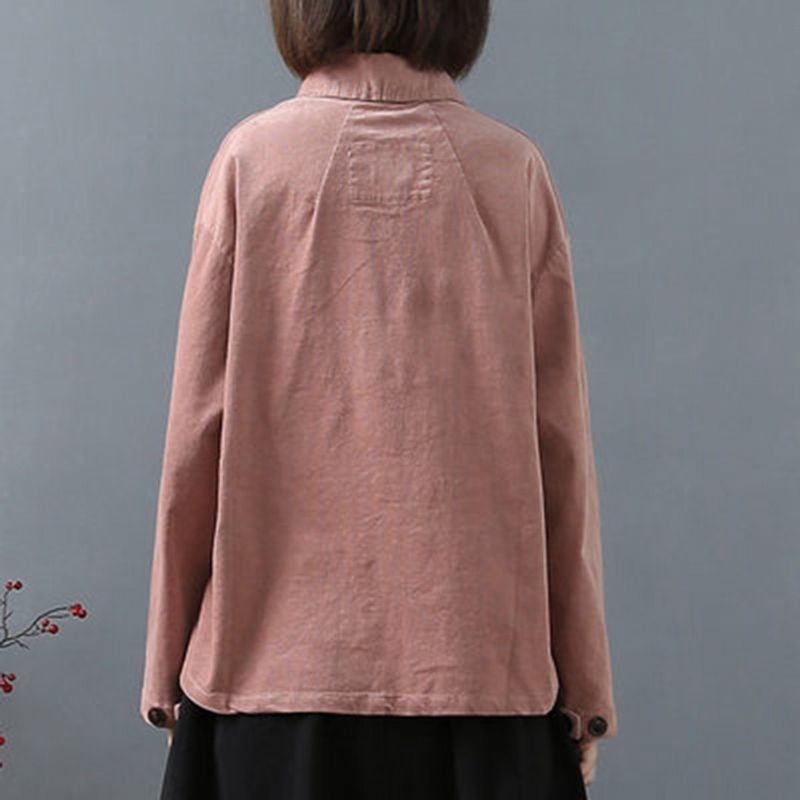 Solid Casual Corduroy Buttons Shirt Coat