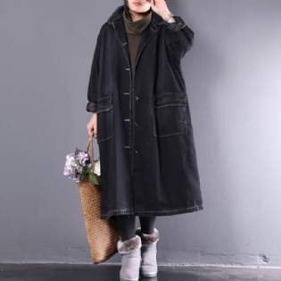 Sort Loose Plus Size Retro Denim Cotton Coat