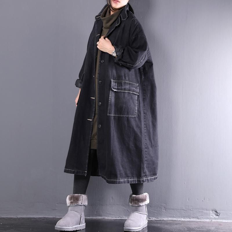 Sort Loose Plus Size Retro Denim Cotton Coat