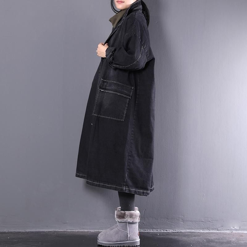 Sort Loose Plus Size Retro Denim Cotton Coat