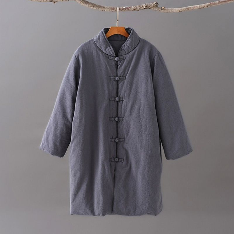 Standkrave Bomuld Linned Solid Coat