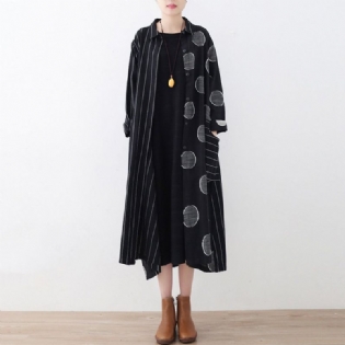 Striber Polka Dots Paneled Autumn Coat