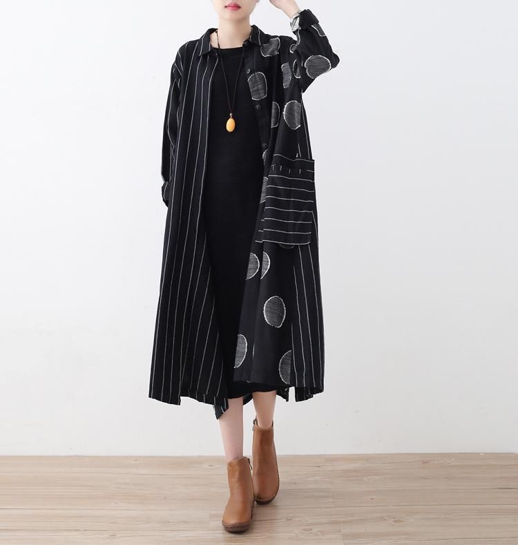 Striber Polka Dots Paneled Autumn Coat