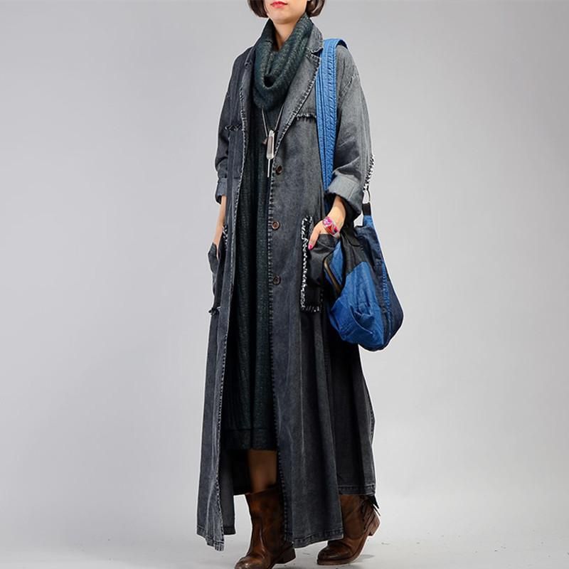 Vintage Loose Maxi Denim Coat