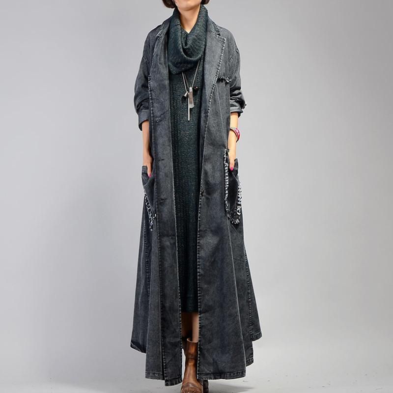 Vintage Loose Maxi Denim Coat