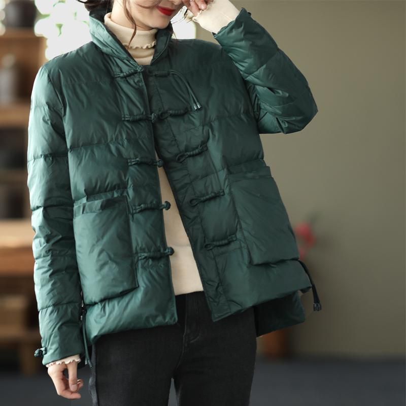 Vinter Kvinder Retro Stand Krave Duck Down Coat