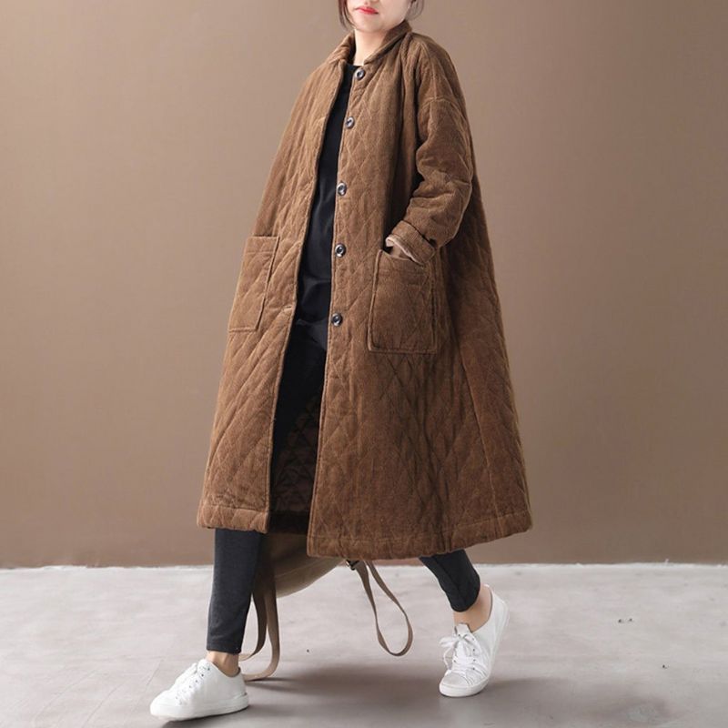 Vinter Løs Casual Corduroy Outwear Coat