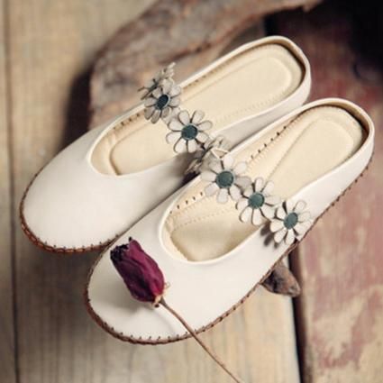 Blomster Håndlavede Comfy Closed Toe Flats Casual Sko 34-41