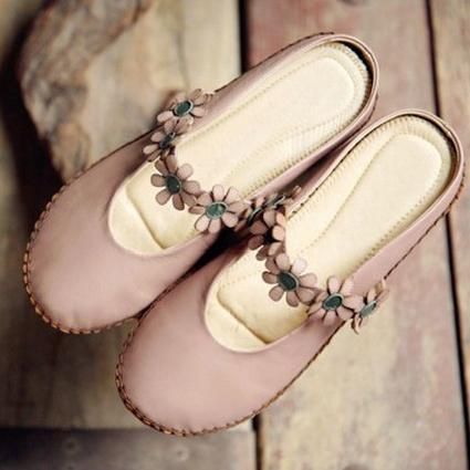 Blomster Håndlavede Comfy Closed Toe Flats Casual Sko 34-41