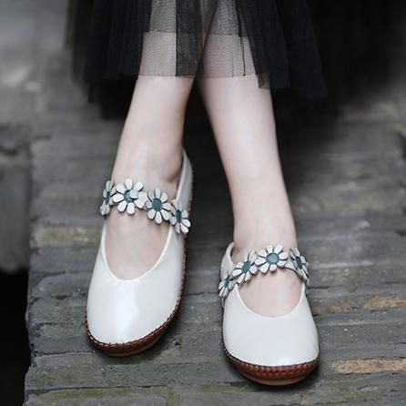 Blomster Håndlavede Comfy Closed Toe Flats Casual Sko 34-41