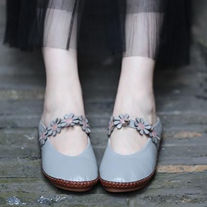 Blomster Håndlavede Comfy Closed Toe Flats Casual Sko 34-41