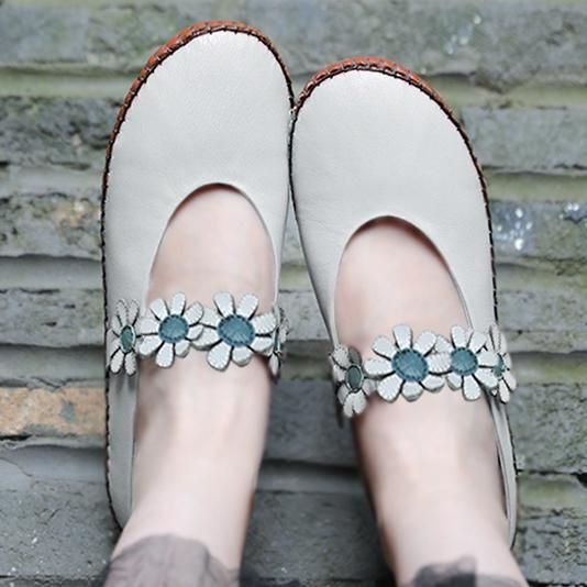 Blomster Håndlavede Comfy Closed Toe Flats Casual Sko 34-41