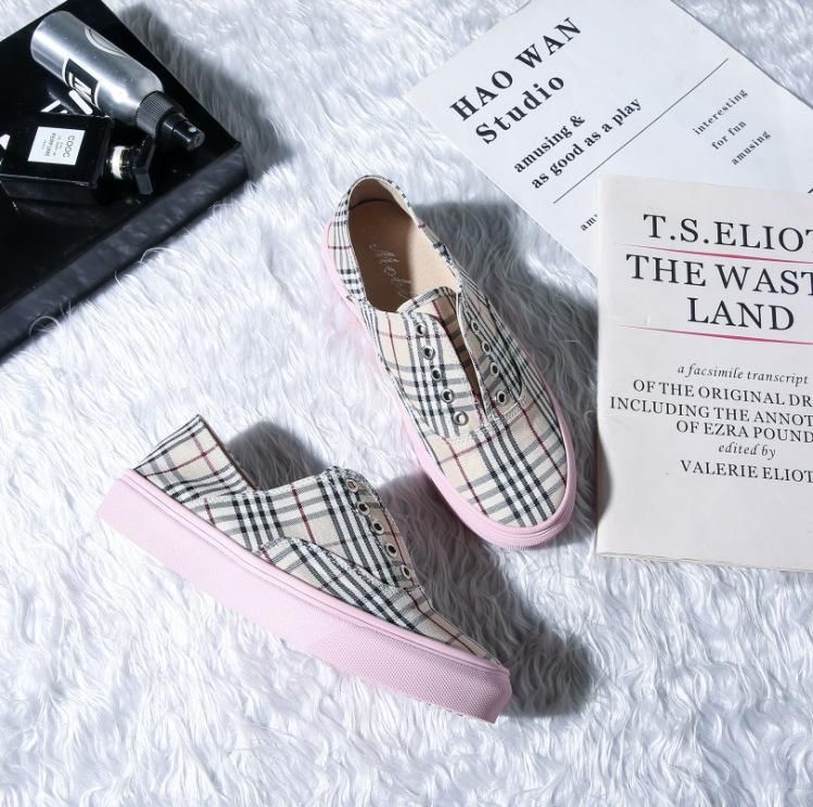 Canvas Plaid Flat Casual Sko