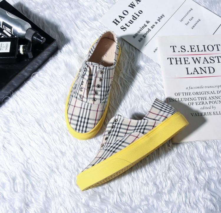 Canvas Plaid Flat Casual Sko