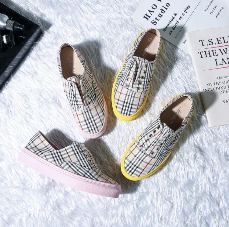 Canvas Plaid Flat Casual Sko