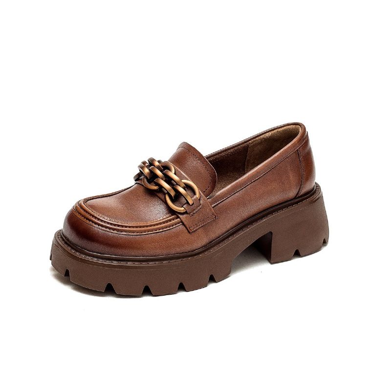 Dame Forår Retro Læder Casual Loafers