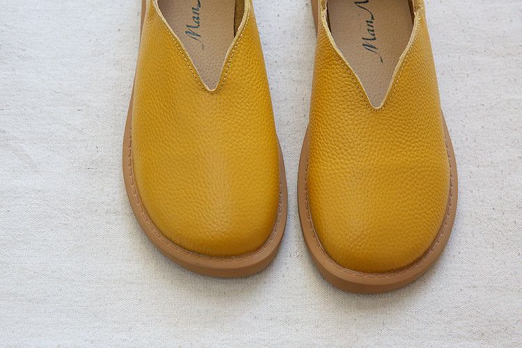 Dame Loafers I Blødt Læder Med Rund Hoved