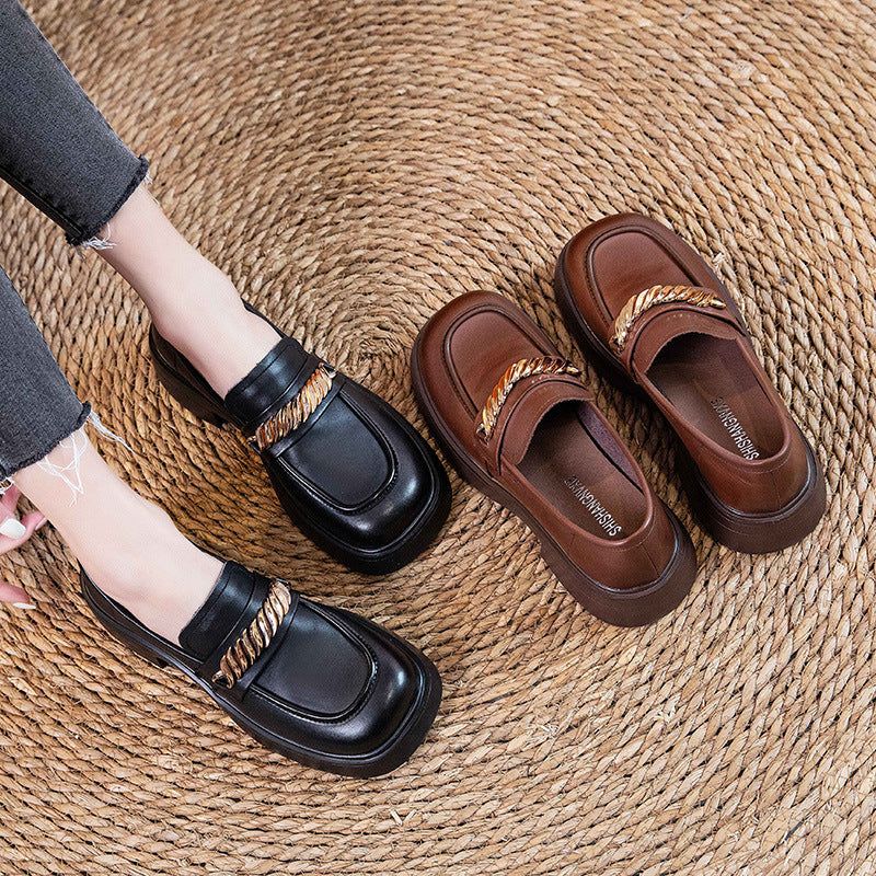 Dame Sommer Læder Casual Loafers