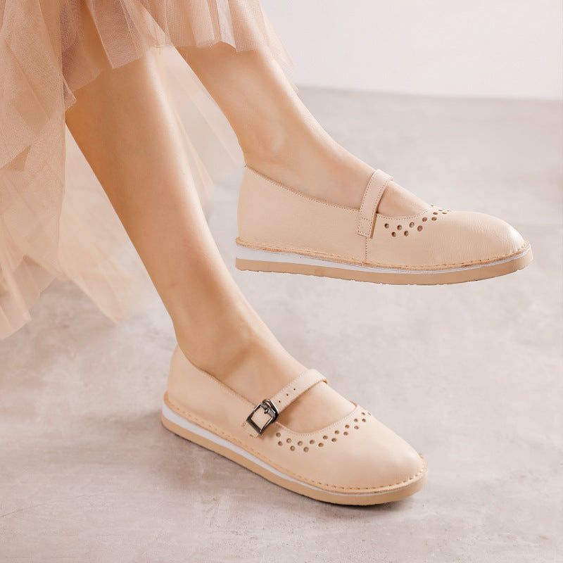 Dame Spring Hollow Leahter Håndlavede Retro Casual Loafers