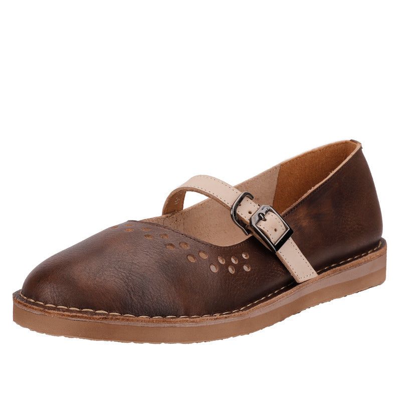 Dame Spring Hollow Leahter Håndlavede Retro Casual Loafers