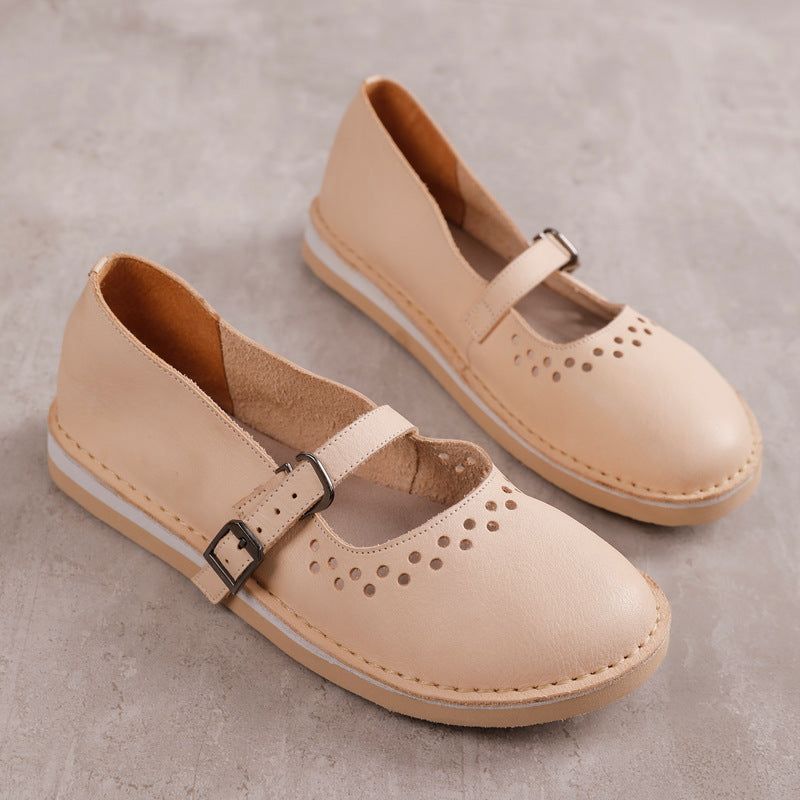 Dame Spring Hollow Leahter Håndlavede Retro Casual Loafers