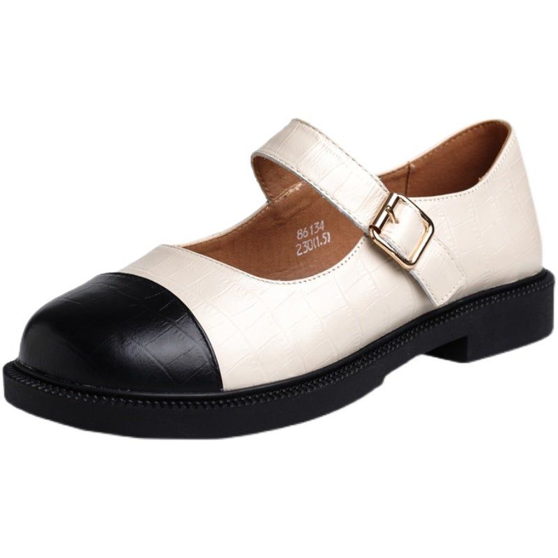 Dame Spring Retro Læder Velcro Soft Sole Loafers