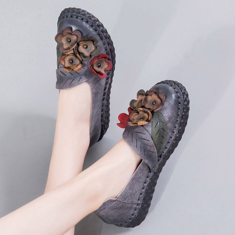 Floral Etniske Flats Syning Loafers Sko