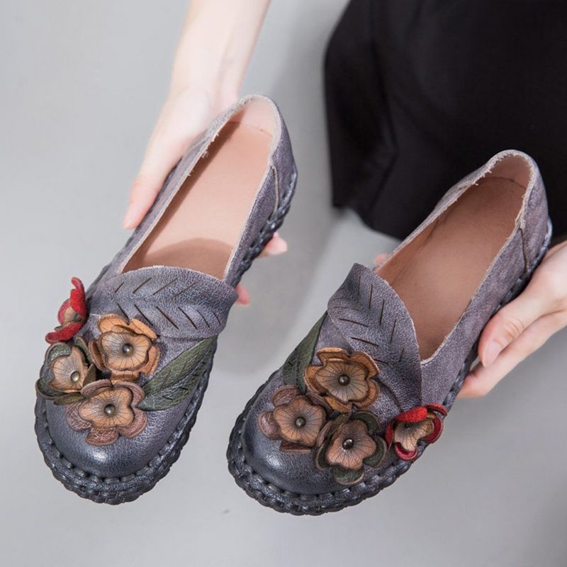 Floral Etniske Flats Syning Loafers Sko