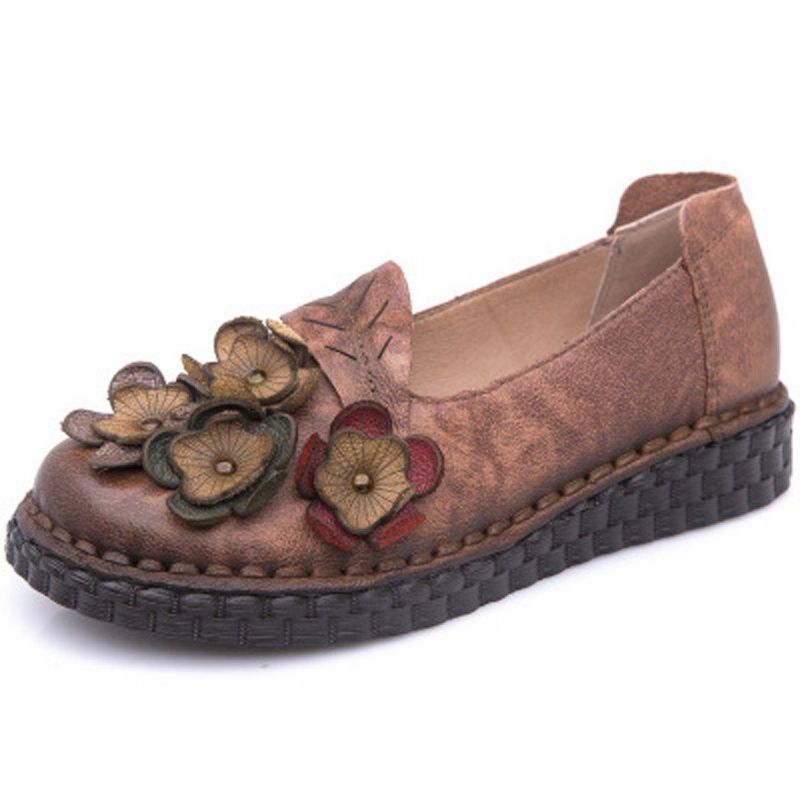 Floral Etniske Flats Syning Loafers Sko