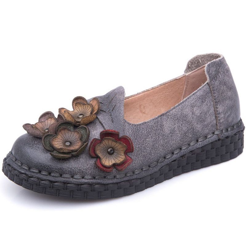 Floral Etniske Flats Syning Loafers Sko