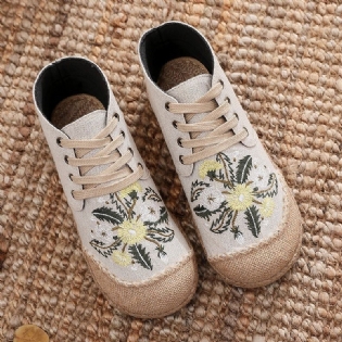 Forår Kvinder Canvas Retro Floral Casual Sko