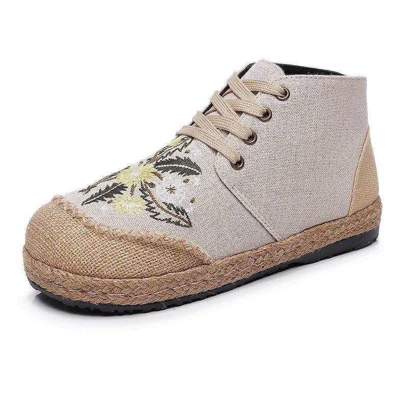 Forår Kvinder Canvas Retro Floral Casual Sko