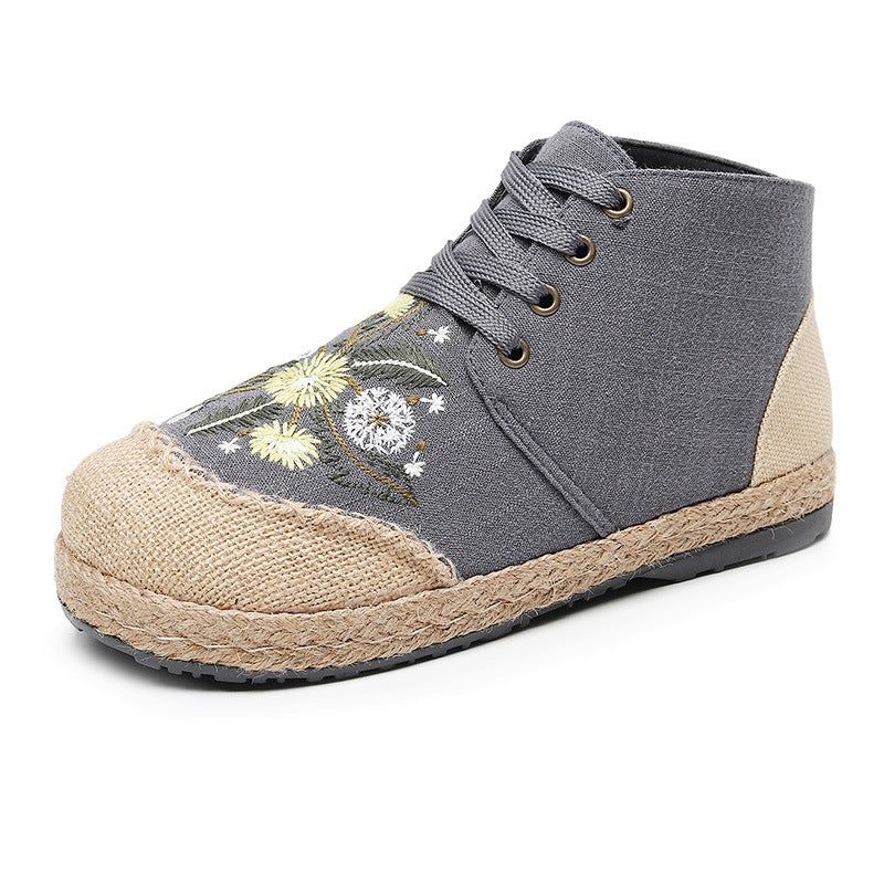 Forår Kvinder Canvas Retro Floral Casual Sko