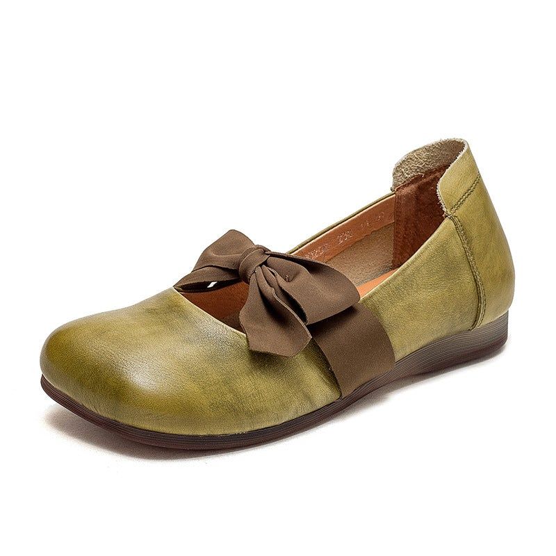 Forår Retro Casual Bowknot Elegant Læder Loafers