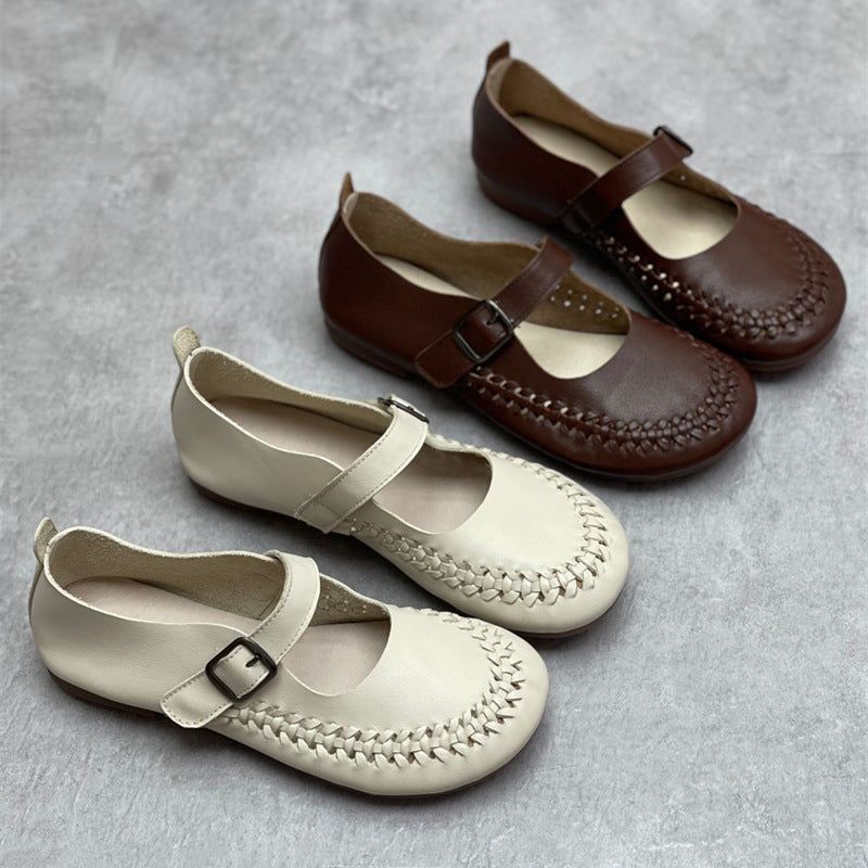 Forår Sommer Retro Velcro Læder Casual Loafers