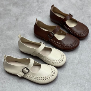 Forår Sommer Retro Velcro Læder Casual Loafers