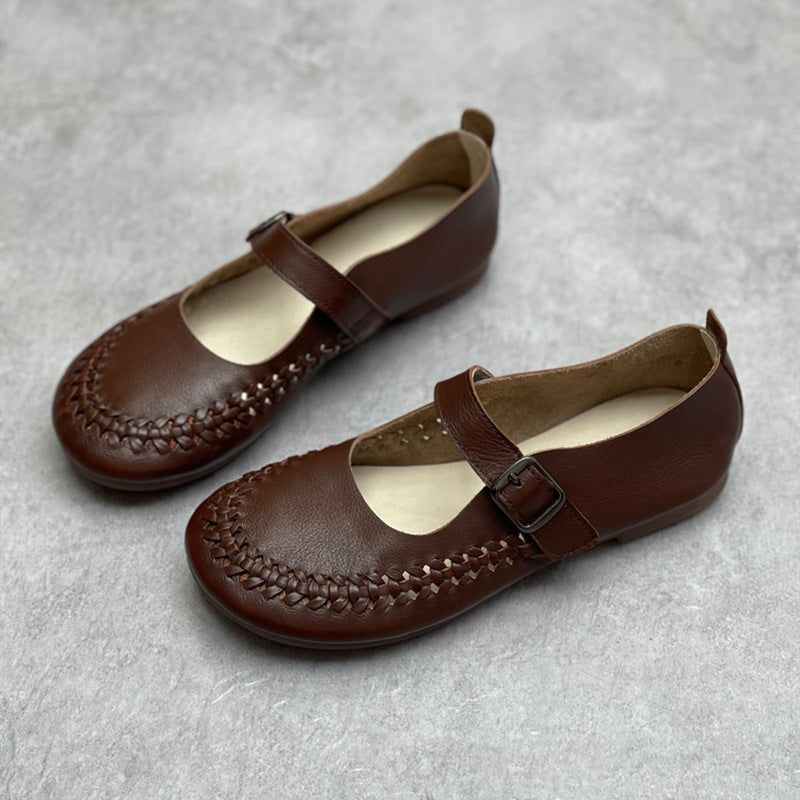 Forår Sommer Retro Velcro Læder Casual Loafers