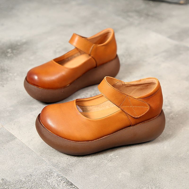 Kvinder Forår Sommer Retro Casual Læder Velcro Tape Loafers