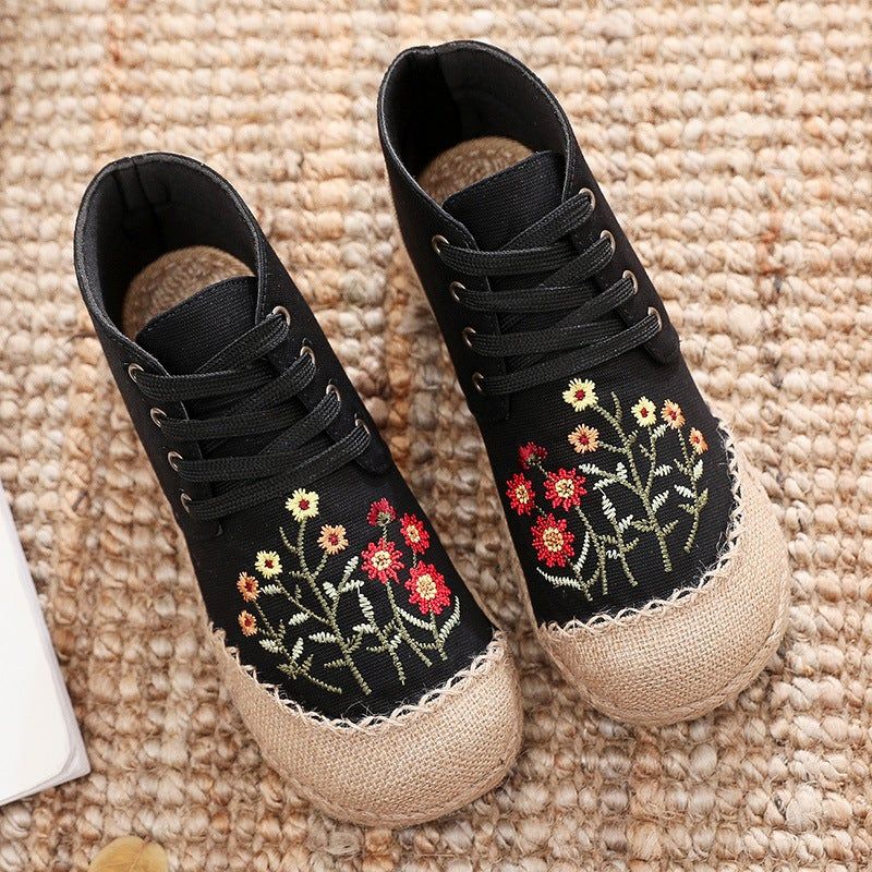 Kvinder Retro Floral Canvas Håndlavede Casual Sko