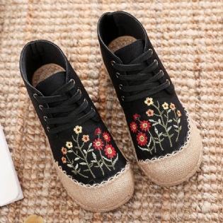 Kvinder Retro Floral Canvas Håndlavede Casual Sko