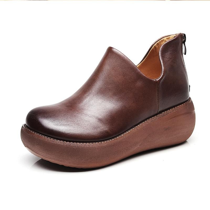 Kvinder Retro Læder Slip-on Casual Sko