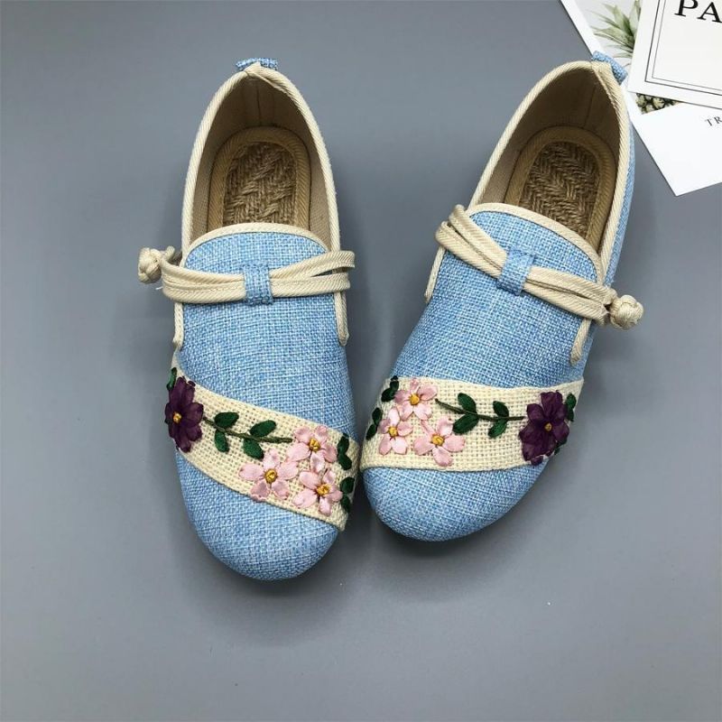 Kvinder Slip On Plait Floral Åndbare Casual Sko