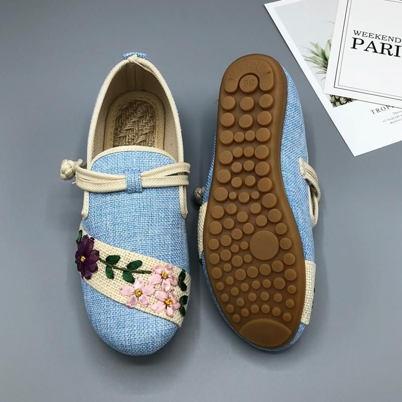 Kvinder Slip On Plait Floral Åndbare Casual Sko