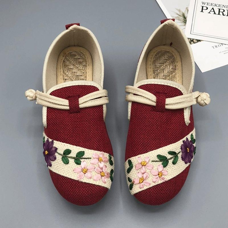 Kvinder Slip On Plait Floral Åndbare Casual Sko