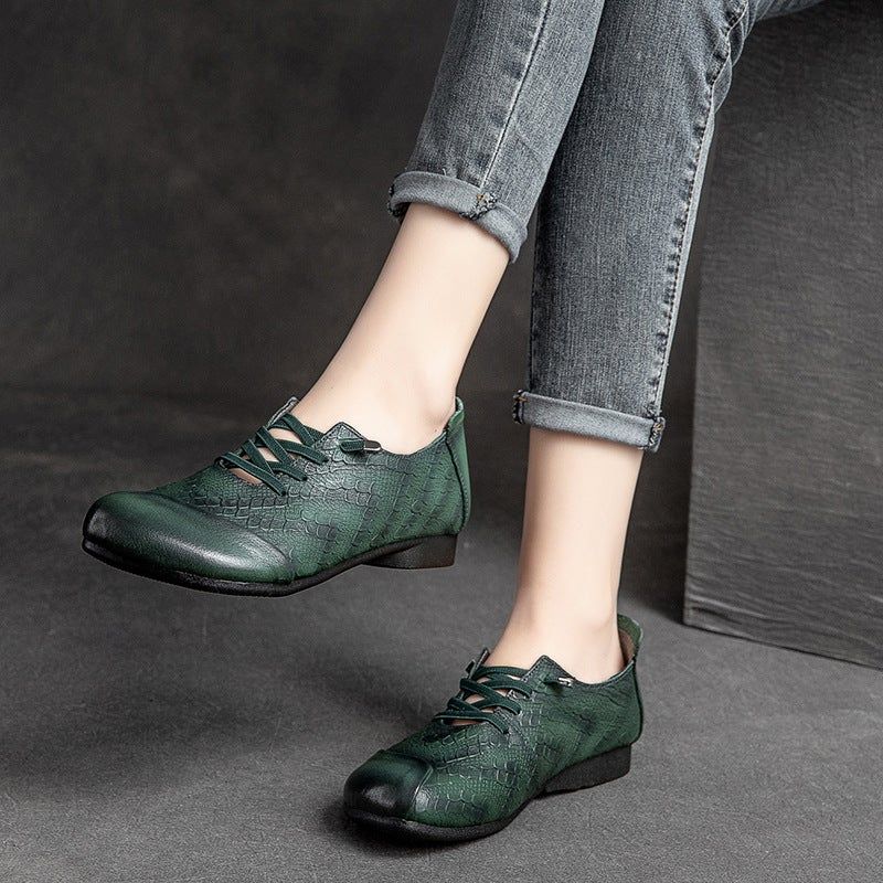 Kvinder Spring Retro Læder Flade Casual Loafers