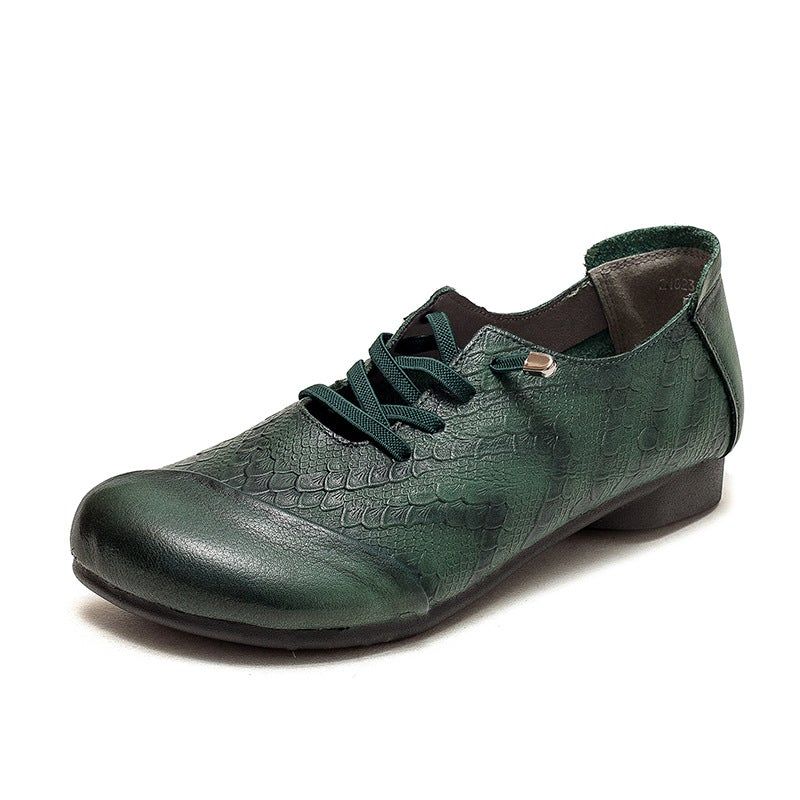 Kvinder Spring Retro Læder Flade Casual Loafers