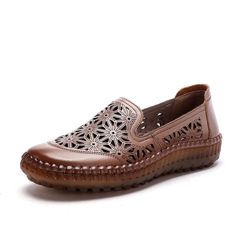 Læder Casual Hollow Out Loafers Plus Size