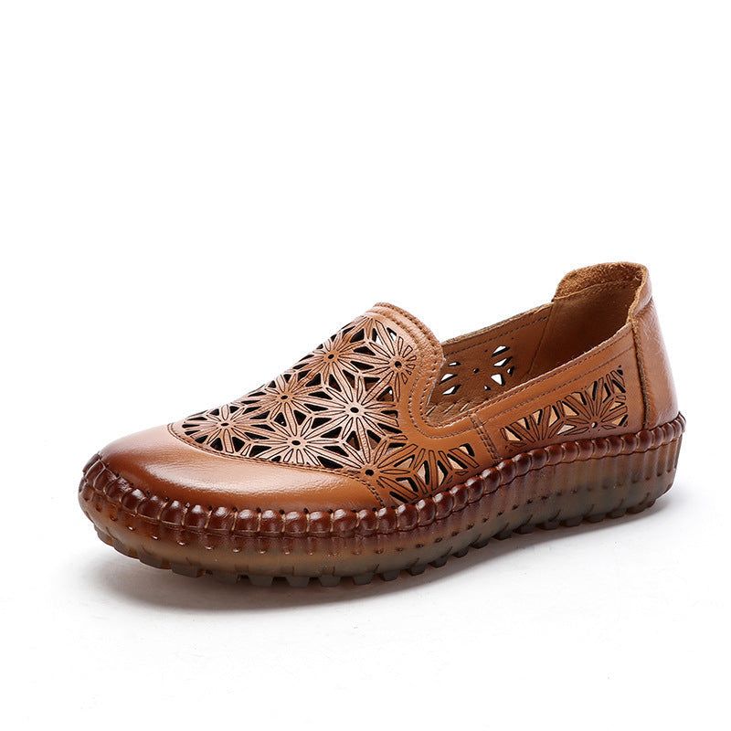 Læder Casual Hollow Out Loafers Plus Size