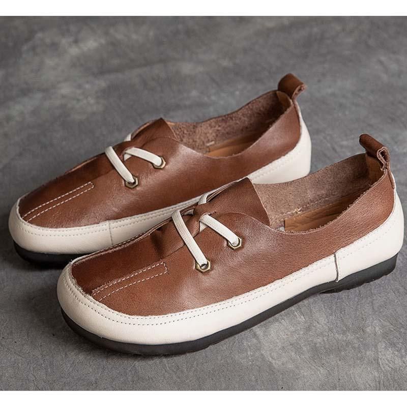 Læder Flat Comfort Retro Casual Sko