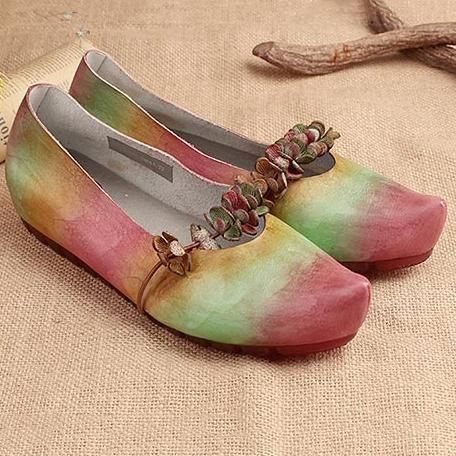 Mandel Toe Blomster Flats Slip On Casual Sko